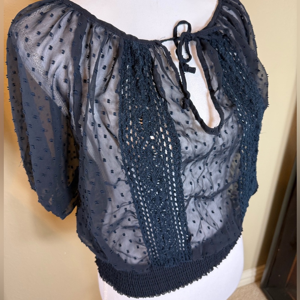HOLLISTER size medium navy blue sheer top